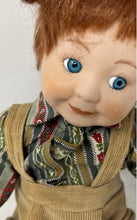 Load image into Gallery viewer, Brown Hair Blue Eyes Printed Shirt Corduroy Overalls Porcelain Doll Collection
