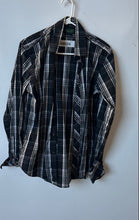 Load image into Gallery viewer, Zara Mens Black White Plaid Printed Long Sleeve Slim Fit Button-Up Shirt Size L
