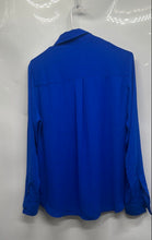 Load image into Gallery viewer, Express Womens Blue Long Sleeve Spread Collar Button-Up Shirt Size Medium
