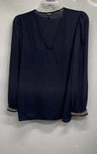Load image into Gallery viewer, Express Womens Navy Blue Long Sleeve V-Neck Pullover Blouse Top Size L

