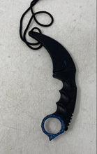 Load image into Gallery viewer, WarTech Blue Spider Web Blade Finish Stainless Steel Karambit Neck Knife
