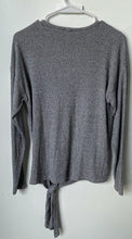 Load image into Gallery viewer, Ann Taylor Womens Gray Long Sleeve Round Neck Knot Hem Blouse Top Size S
