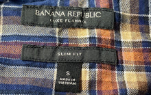 Load image into Gallery viewer, Banana Republic Mens Multicolor Plaid Slim Fit Luxe Flannel Button-Up Shirt Sz S
