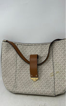Load image into Gallery viewer, Michael Kors Womens Beige Monogram Print Leather Shoulder Double Handle Tote Bag
