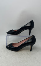Load image into Gallery viewer, Amalfi Womens Black Leather Peep Toe Slip-On Stiletto Pump Heels Size 8 AA
