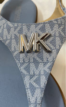 Load image into Gallery viewer, Michael Kors Womens Jilly Blue White Signature Print Flat Thong Sandals Size 9M
