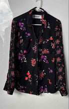 Load image into Gallery viewer, Express Womens Black Multicolor Floral Print Button-Up Shirt Size Large
