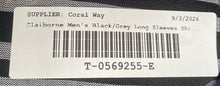 Load image into Gallery viewer, Claiborne Mens Black Gray Striped Long Sleeve Button-Up Shirt Size Large
