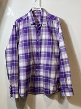 Load image into Gallery viewer, Bugatchi Mens Purple Plaid Long Sleeve Shaped Fit Button-Up Shirt Size Large

