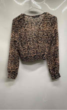 Load image into Gallery viewer, Zara Womens Multicolor Animal Print Long Sleeve Cropped Blouse Top Size M
