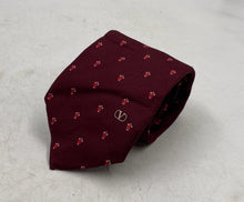 Load image into Gallery viewer, La Cravat By Valentino Mens Red Printed Silk Adjustable Designer Tie
