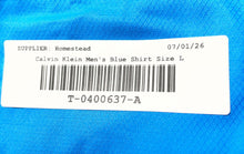 Load image into Gallery viewer, Calvin Klein Mens Blue Long Sleeve Collared Stretch Slim Fit Dress Shirt Size L
