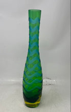 Load image into Gallery viewer, Blue Green Engraved Glass Home Decorative Collectible Flower Vase
