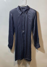 Load image into Gallery viewer, Zara Womens Gray Long Sleeve Waist Tie Button Front Shirt Dress Size Large
