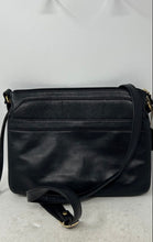 Load image into Gallery viewer, Giani Bernini Womens Black Leather Adjustable Strap Zip Top Crossbody Handbag
