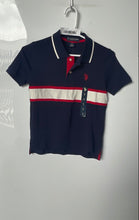 Load image into Gallery viewer, U.S Polo Assn Boys Navy Blue &amp; Red Striped Golf Polo Shirt Size Medium
