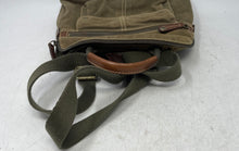 Load image into Gallery viewer, Fossil Womens Green Canvas Leather Trim Outer Pocket Adjustable Straps Backpack
