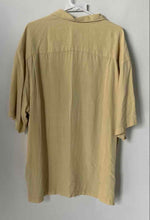 Load image into Gallery viewer, Tommy Bahama Mens Yellow Silk Short Sleeve Collared Button-Up Shirt Size XLX
