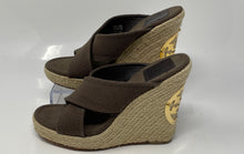Load image into Gallery viewer, Authentic Tory Burch Womens Brown Wedge Espadrille Heels Size 6.5M Damaged
