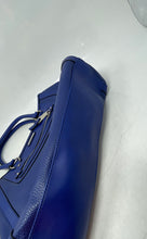 Load image into Gallery viewer, Dana Buchman Womens Royal Blue Leather Double Handle Pockets Shoulder Handbag

