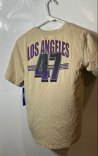 Load image into Gallery viewer, Ultra Game Kids Khaki Los Angeles Lakers #47 Basketball T-Shirt Sz 18-20 w/ Tags
