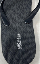 Load image into Gallery viewer, Michael Kors Womens Jet Set Black Gray Monogram Print Flip-Flop Sandals Size 10M
