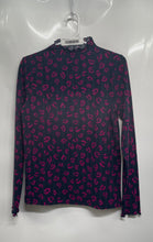Load image into Gallery viewer, Loft Womens Black Fuchsia Animal Print Long Sleeve Mock Neck Blouse Top Size M
