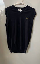 Load image into Gallery viewer, Lacoste Mens Blue Cotton Sleeveless Pullover V-Neck Vest Sweater Size 4
