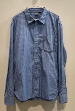 Load image into Gallery viewer, Armani Exchange Mens Blue Striped Printed Long Sleeve Button-Up Shirt Size XL
