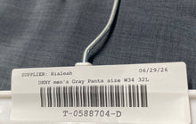 Load image into Gallery viewer, DKNY Mens Gray Pleated Front Pockets Straight Leg Dress Pants Size W34xL32
