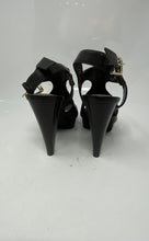 Load image into Gallery viewer, Guess Womens Black Leather Open Toe Buckle Cone Platform Heels Size 8M
