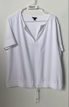 Load image into Gallery viewer, Ann Taylor Womens White Short Sleeve Drawstring Hem Pullover Blouse Top Size L
