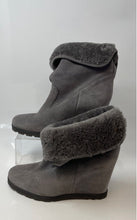 Load image into Gallery viewer, UGG Womens Kyra Gray Suede Shearling Foldover Wedge Heel Snow Boots Size 10
