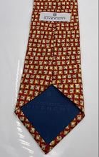Load image into Gallery viewer, Givenchy Mens Red Yellow Geometric Print Silk Keeper Loop Adjustable Pointed Tie
