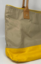 Load image into Gallery viewer, Authentic Tory Burch Womens Yellow Beige Pierson Dipped Jaden Tote Bag Damaged
