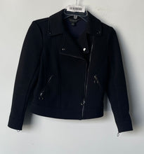 Load image into Gallery viewer, Ann Taylor Womens Black Long Sleeve Pockets Full-Zip Biker Jacket Size 0P
