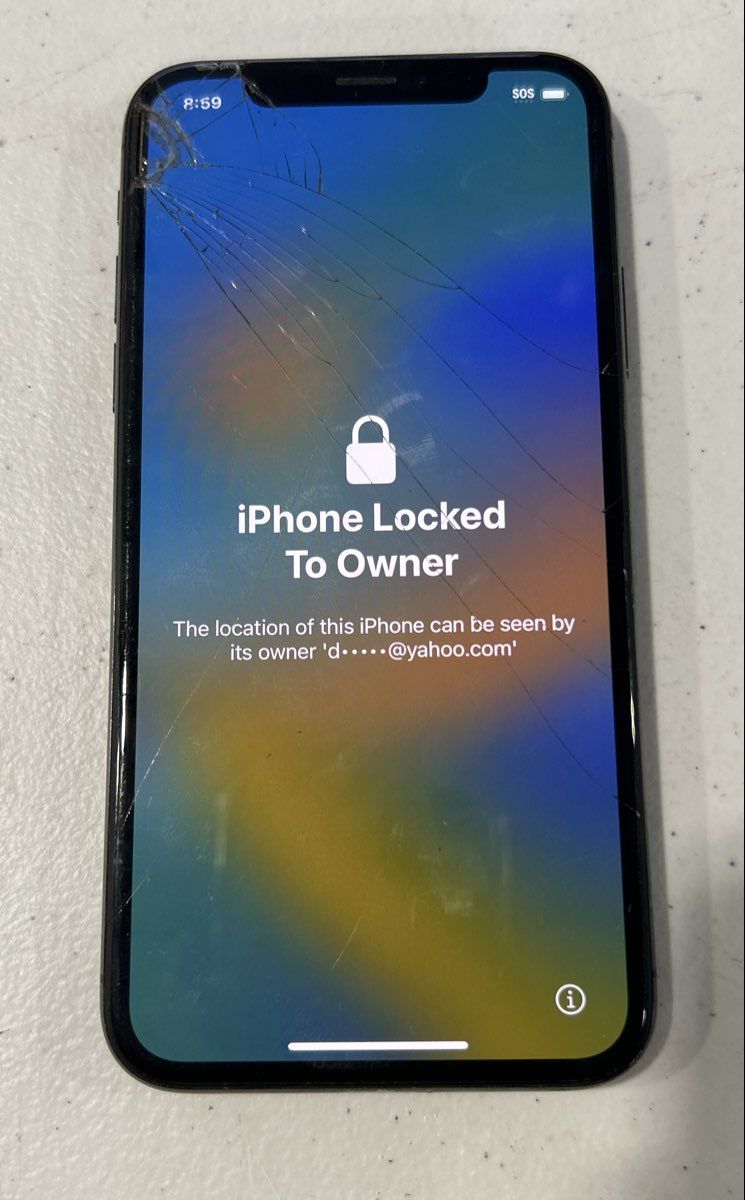 Apple iPhone Black Smartphone Cracked Screen And Back Powers On For Parts