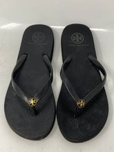Load image into Gallery viewer, Authentic Tory Burch Womens Black Double-T Logo Slip-On Flip Flop Sandals Sz 6/7
