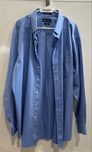 Load image into Gallery viewer, Paul Fredrick Mens Blue Non-Iron Classic Fit Long Sleeve Dress Shirt Size 19x37
