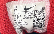 Load image into Gallery viewer, Nike Kids Team Hustle D11 DV8994-003 Black And Red Leather Sneaker Shoes Size 2Y
