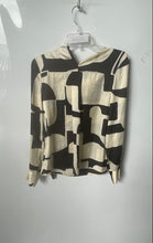 Load image into Gallery viewer, Zara Womens Black Gold-Tone Geometric Print Long Sleeve Blouse Top Size XS
