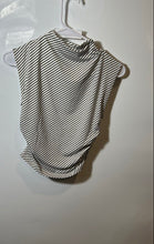Load image into Gallery viewer, H&amp;M Womens Black White Striped Turtleneck Pullover Cropped Blouse Top Size Small
