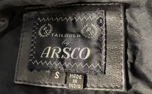 Load image into Gallery viewer, Tailored By Arsco Mens Black Leather Long Sleeve Collared Bomber Jacket Size S
