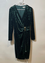 Load image into Gallery viewer, Calvin Klein Womens Green V-Neck Long Sleeve Back Zip Wrap Dress Size 14
