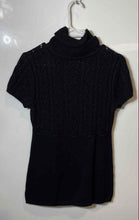 Load image into Gallery viewer, Michael Kors Womens Black Knitted Short Sleeve Turtleneck Pullover Sweater Sz M

