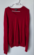 Load image into Gallery viewer, Express Mens Red Long Sleeve V-Neck Knitted Pullover Sweater Size XL
