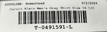 Load image into Gallery viewer, Calvin Klein Mens Gray Cotton Collared Long Sleeve Dress Shirt Size 16 1/2
