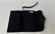 Load image into Gallery viewer, Rebecca Minkoff Womens Black Leather Flap iPhone Folio Wristlet Wallet
