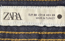 Load image into Gallery viewer, Zara Womens Blue Denim Dark Wash Raw Hem Patch Pocket Wide-Leg Jeans Size 4
