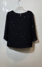 Load image into Gallery viewer, Talbots Womens Black Long Sleeve Sequin Round Neck Blouse Top Size M With Tag
